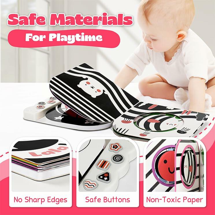Lalala Baby Black White Sensory Toy with Mirror High Contrast Board Book