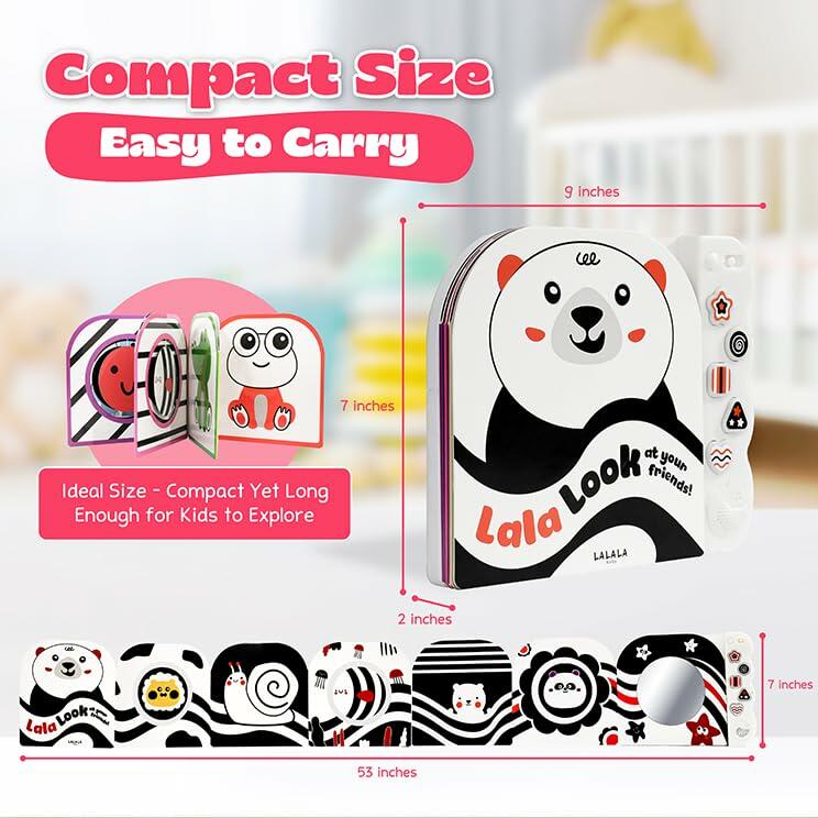 Lalala Baby Black White Sensory Toy with Mirror High Contrast Board Book